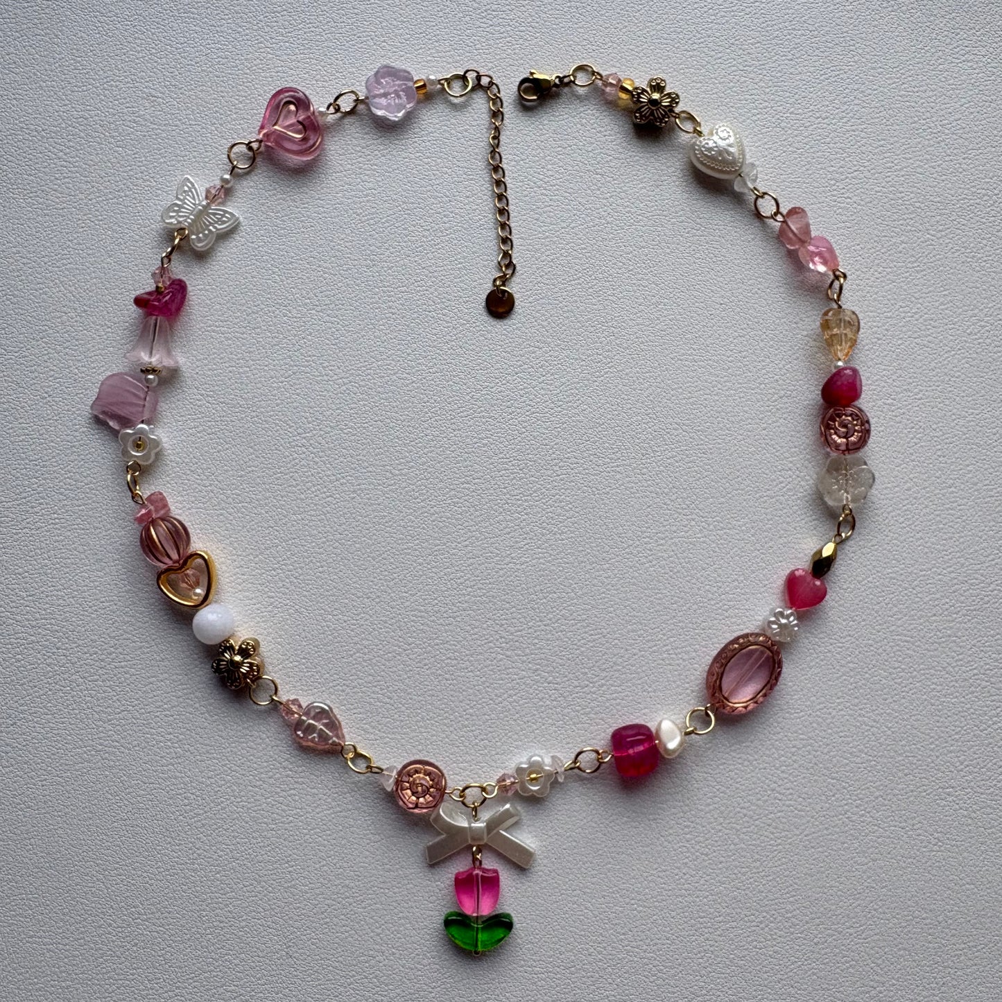 pink valentines necklace