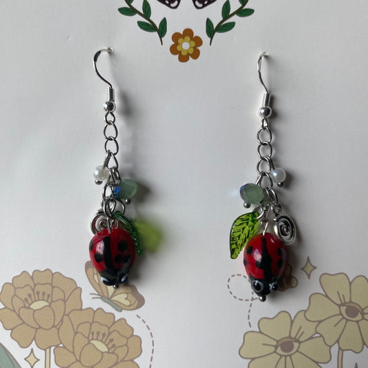 ladybug swirl earrings