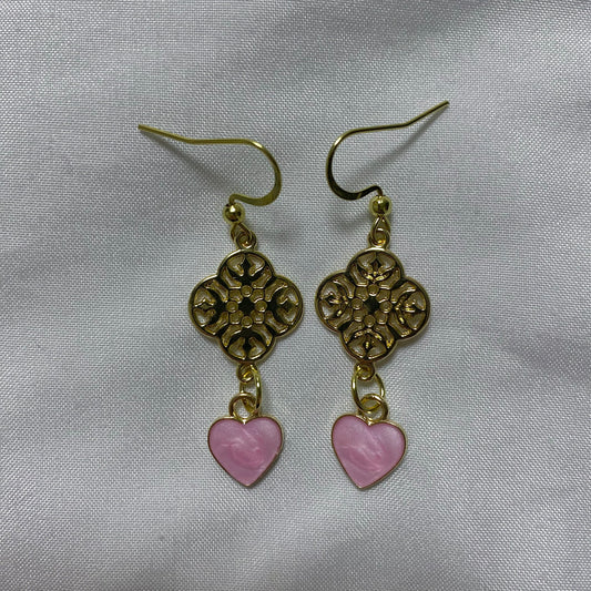 pink heart earrings