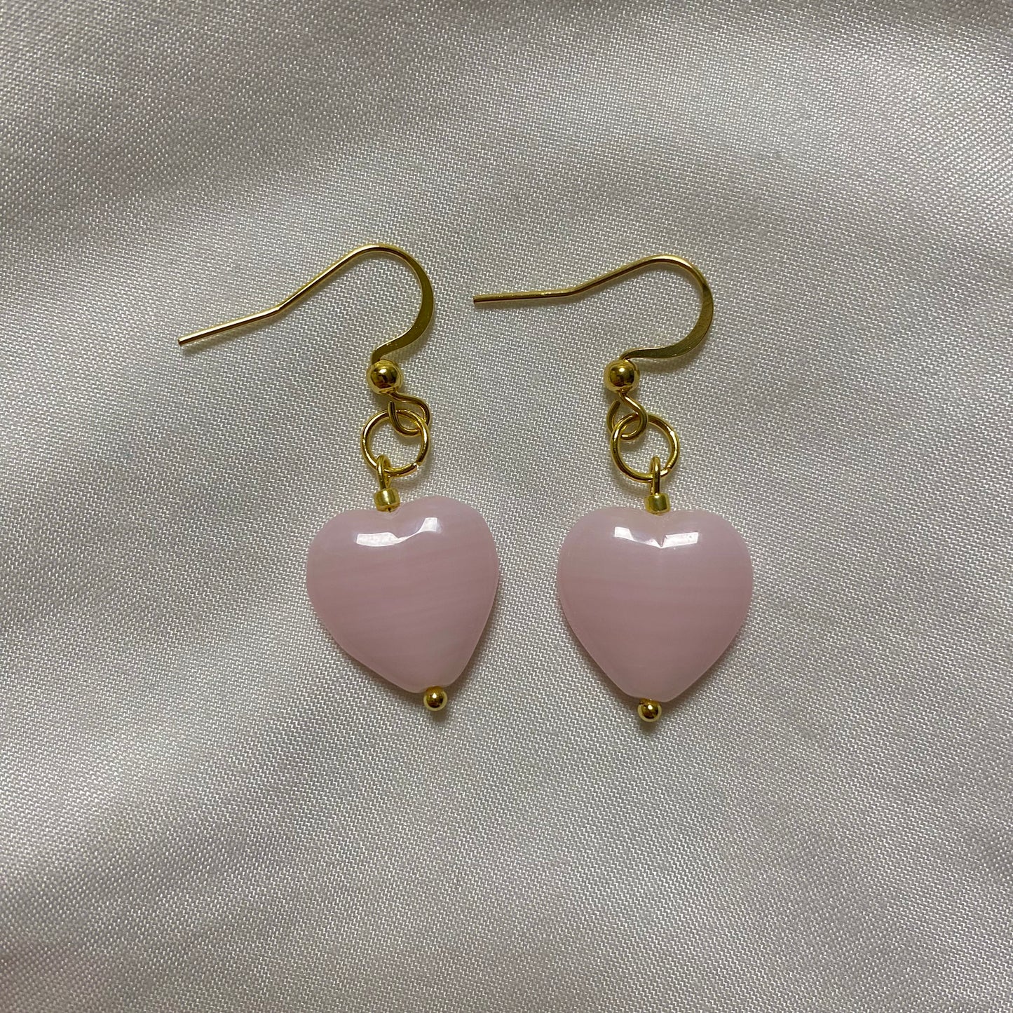 pink glass heart earrings