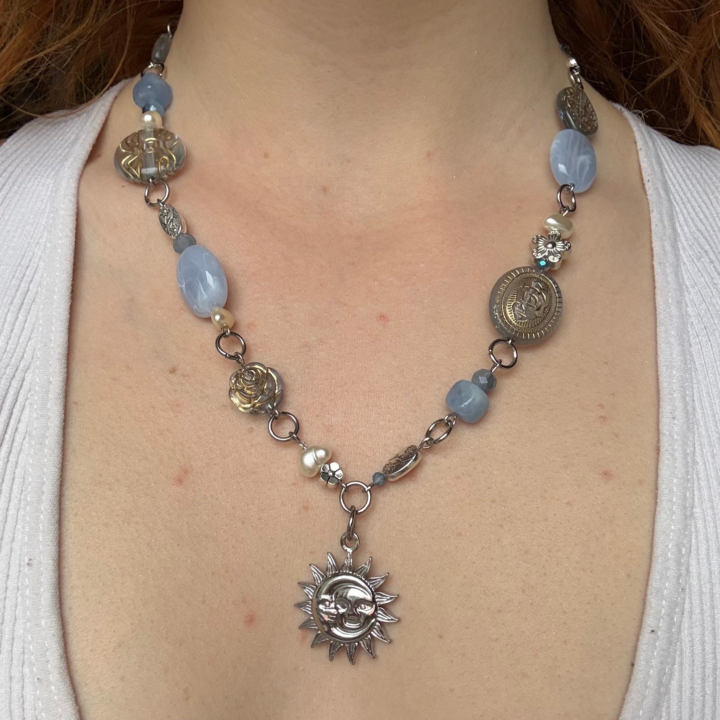 silver honeycomb necklace