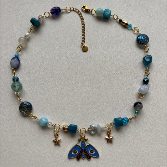 blue moth necklace