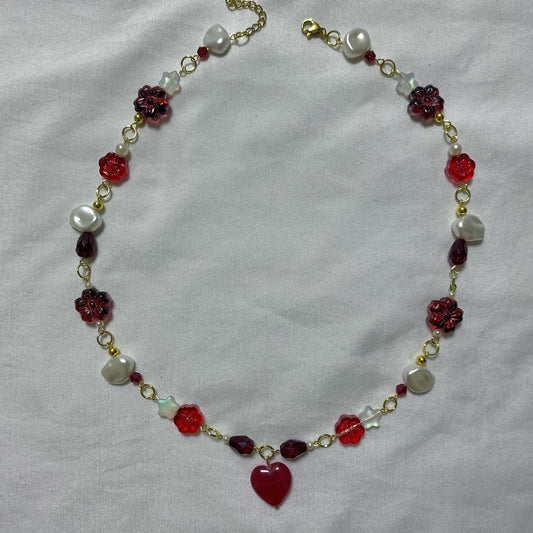 red pearl necklace