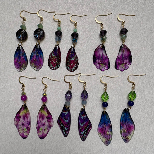 purple butterfly wing earrings