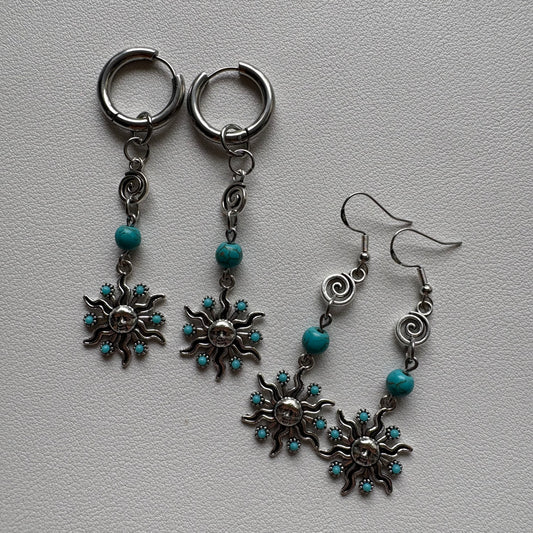 turquoise sun earrings