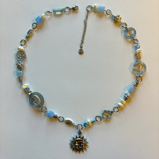 silver honeycomb necklace