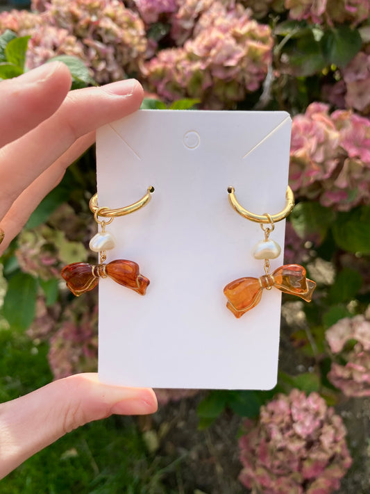 deep amber bow chunky hoops