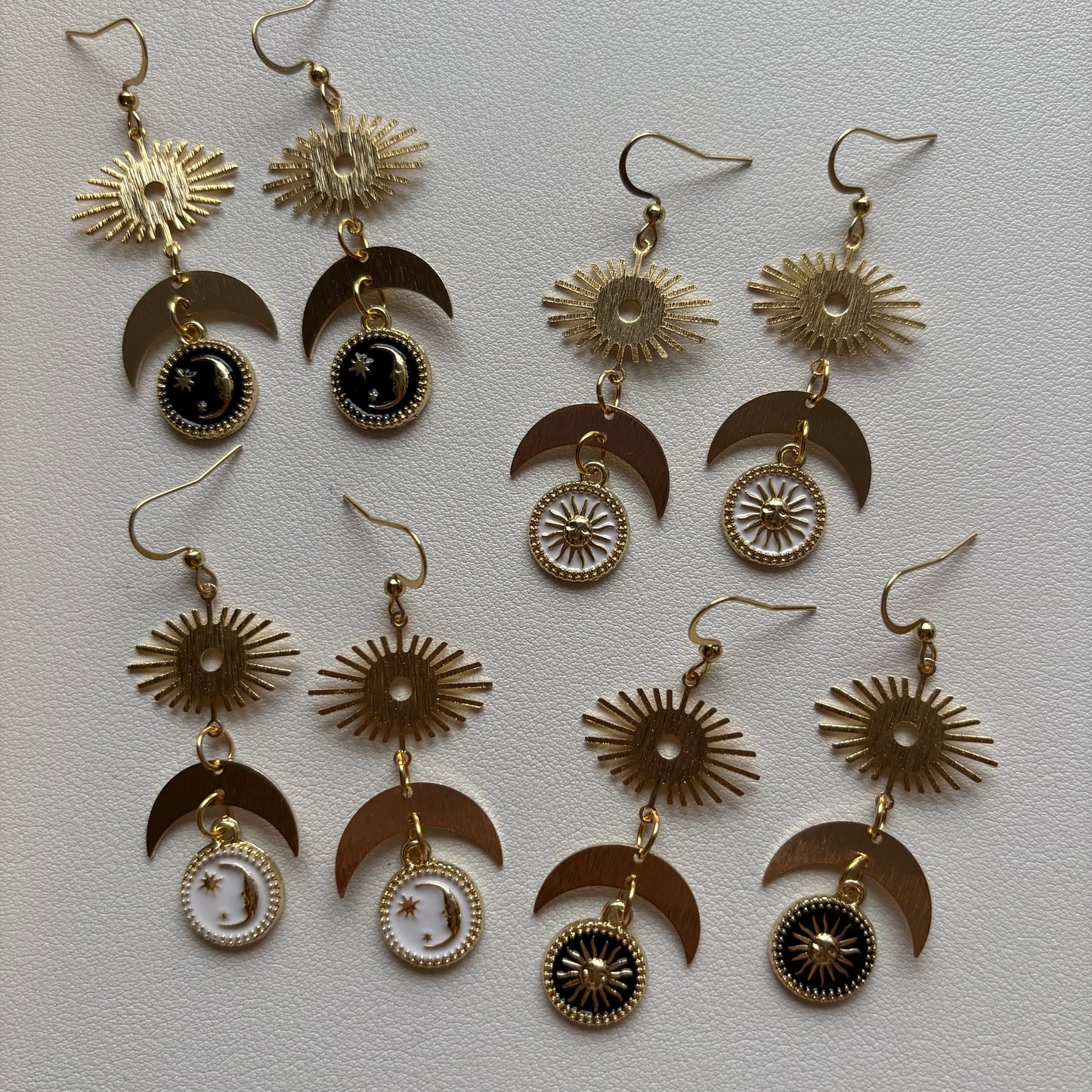 whimsical sun and moon earrings
