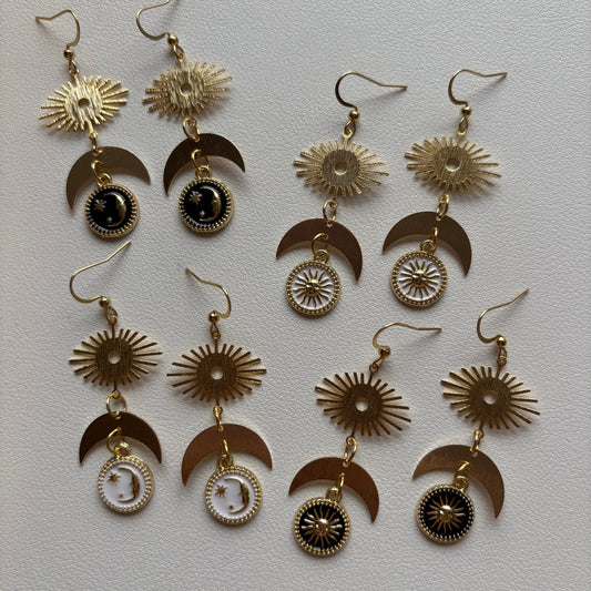 whimsical sun and moon earrings