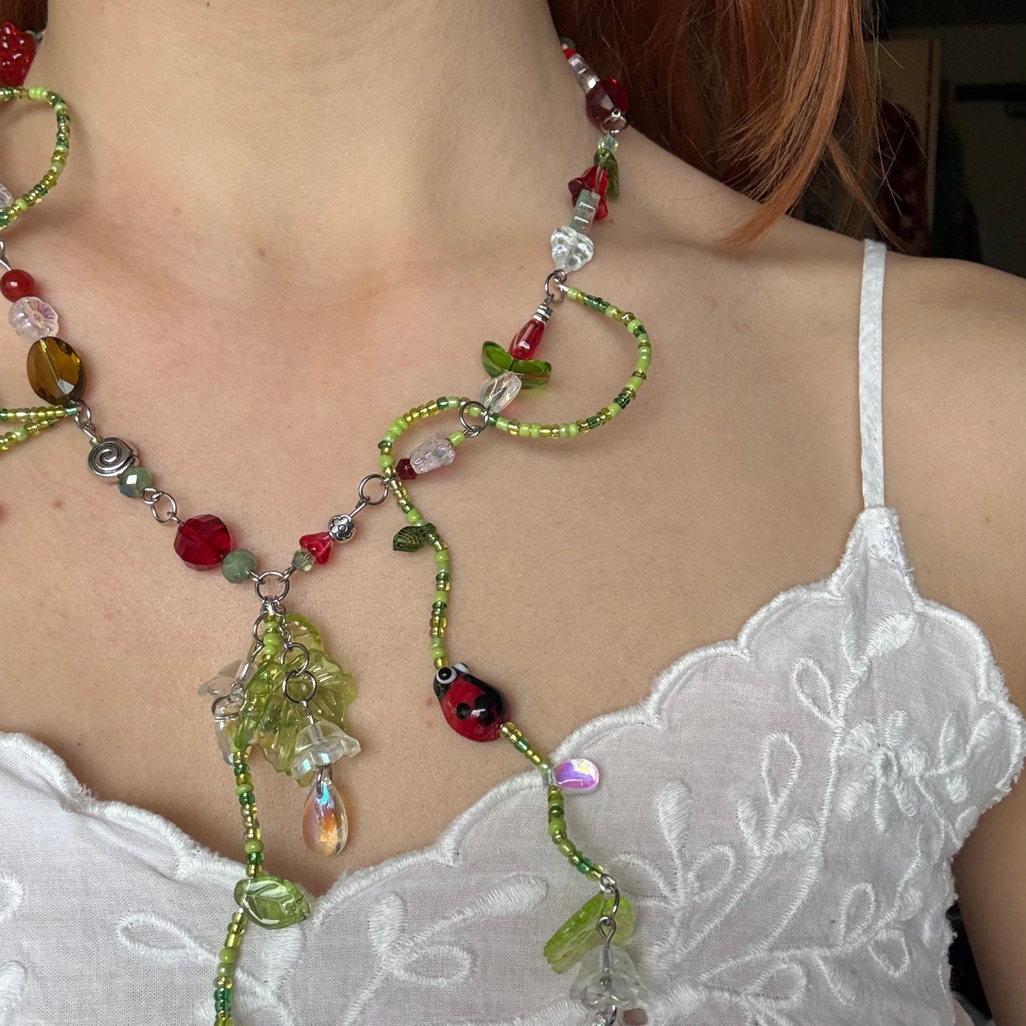 ladybug garden necklace