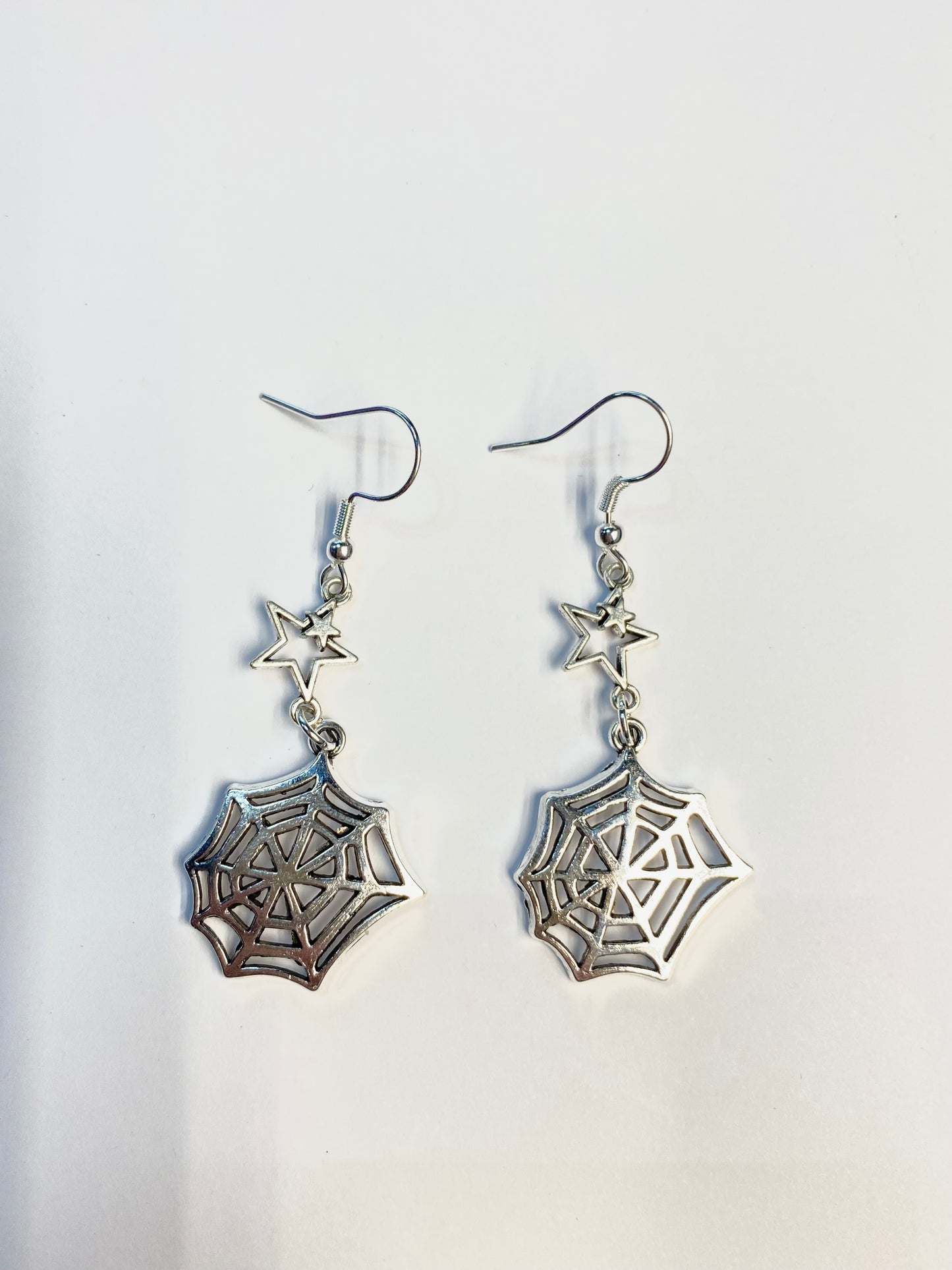 SILVER* funky cobweb earrings