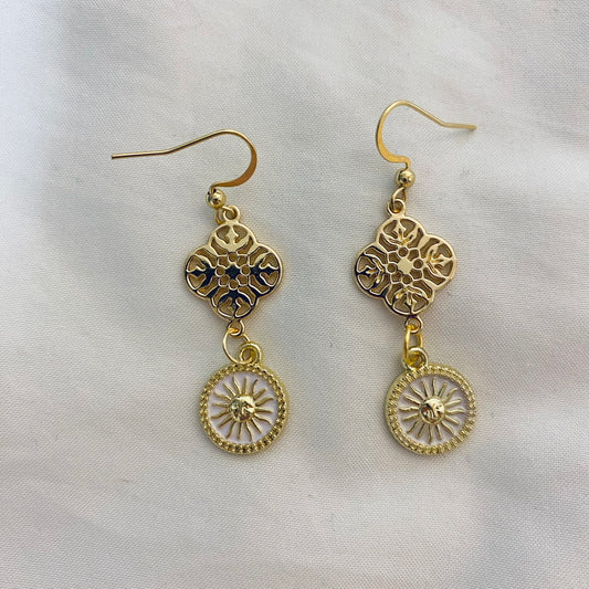 white royal sun earrings