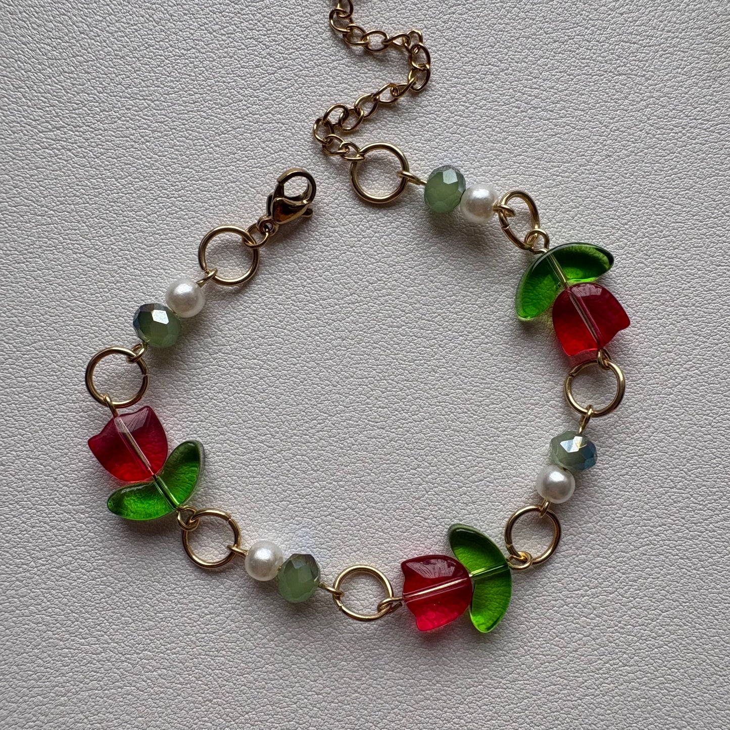 red tulip bracelet- gold
