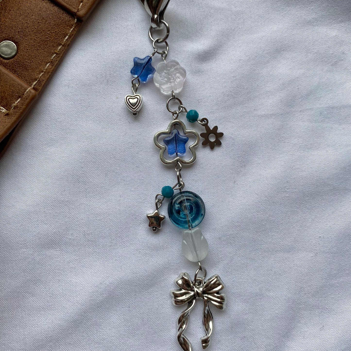 blue bow keychain