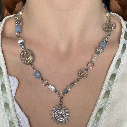 silver honeycomb necklace